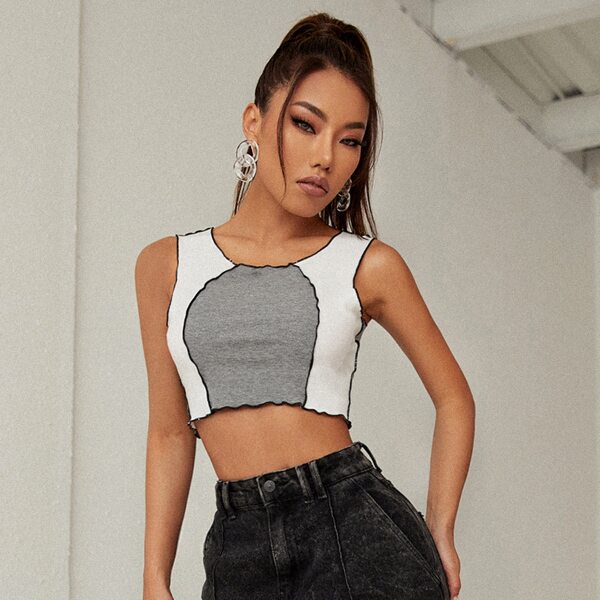 

Color Block Crop Tank Top, Multicolor