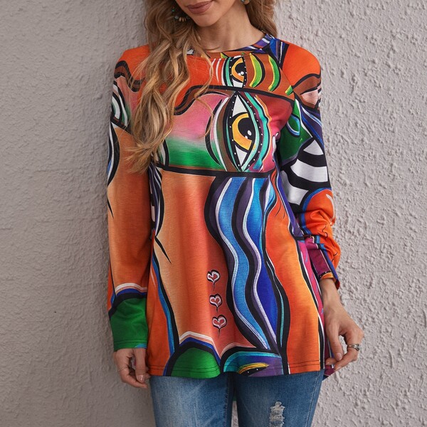 

Eye Print Raglan Sleeve Tee, Multicolor