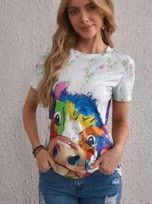 Camiseta con estampado de vaca - Multicolor - Ver 1