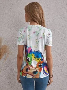 Camiseta con estampado de vaca - Multicolor - Ver 2