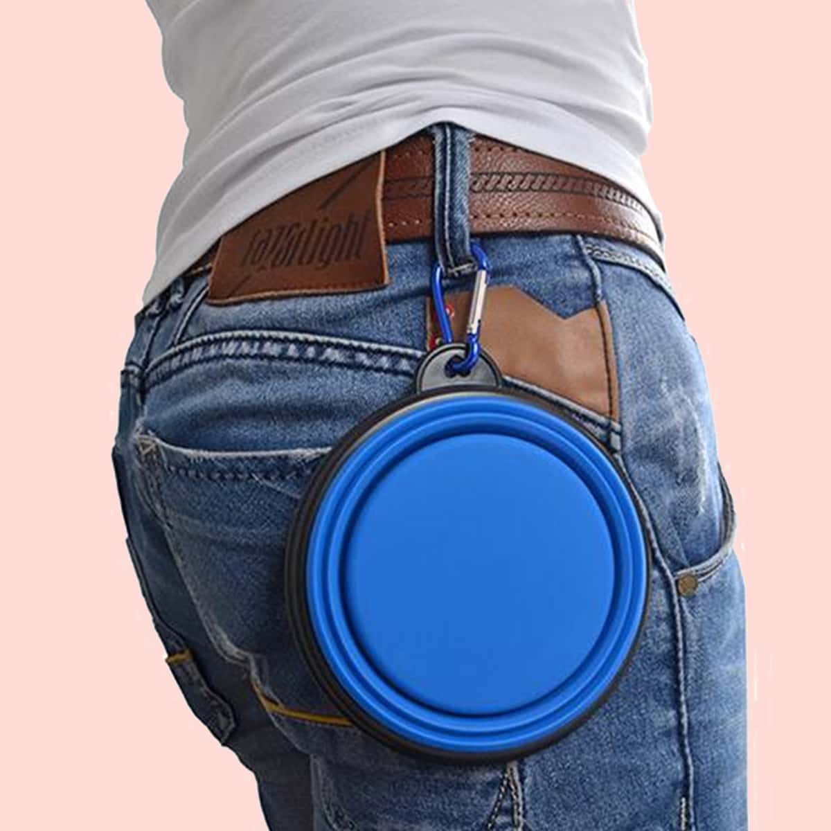 

1pc Collapsible Silicone Pet Bowl, Blue