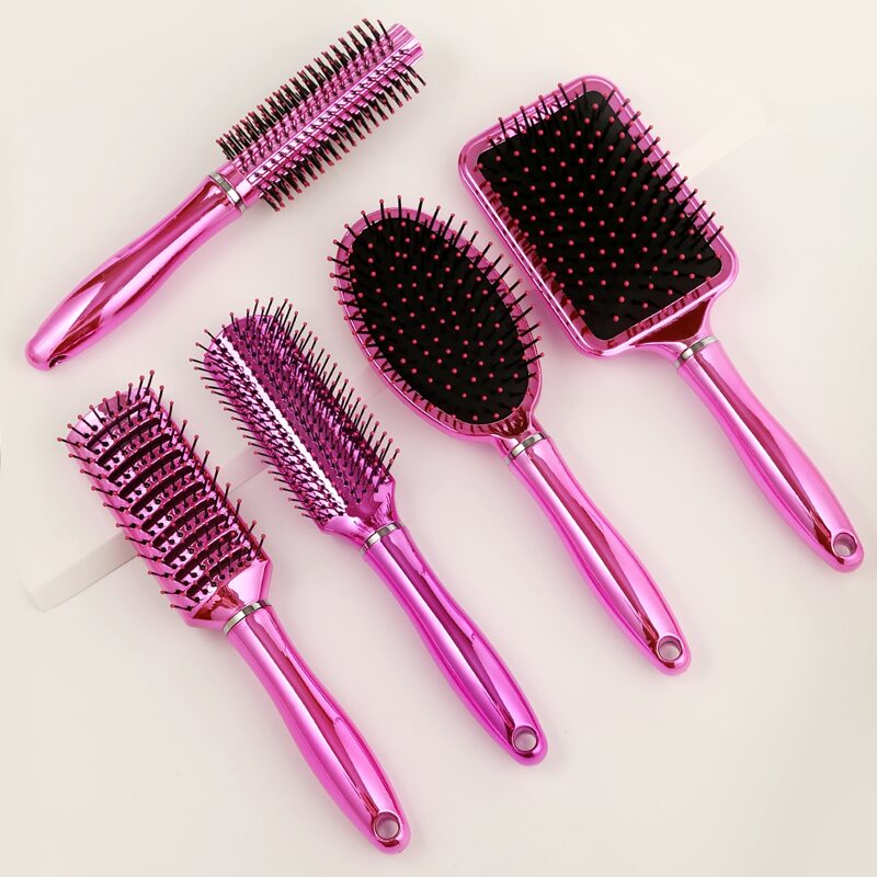 

5pcs Metallic Hair Brush, Hot pink