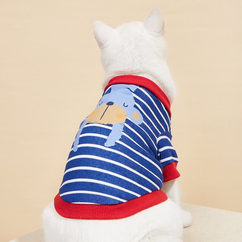 

Striped & Cartoon Graphic Pet Tee, Royal blue