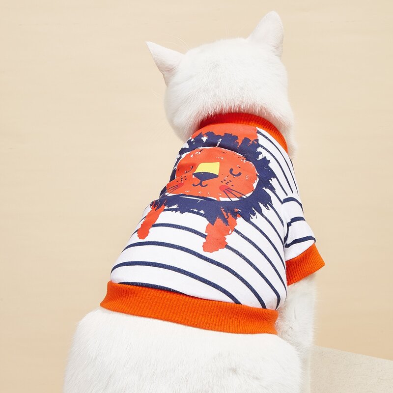 

Striped & Cartoon Graphic Pet Tee, Multicolor