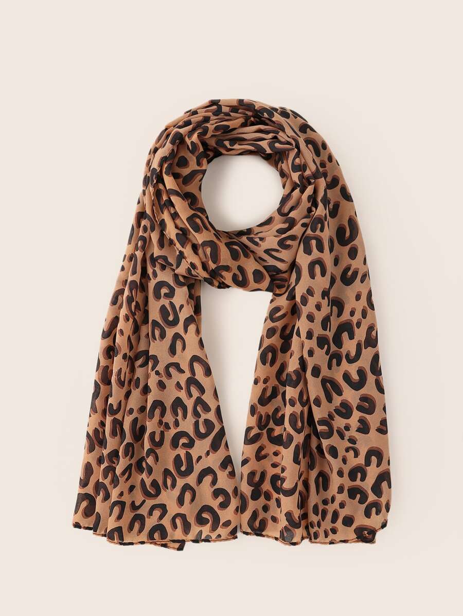 Animal Print Scarf - Brown - View 1