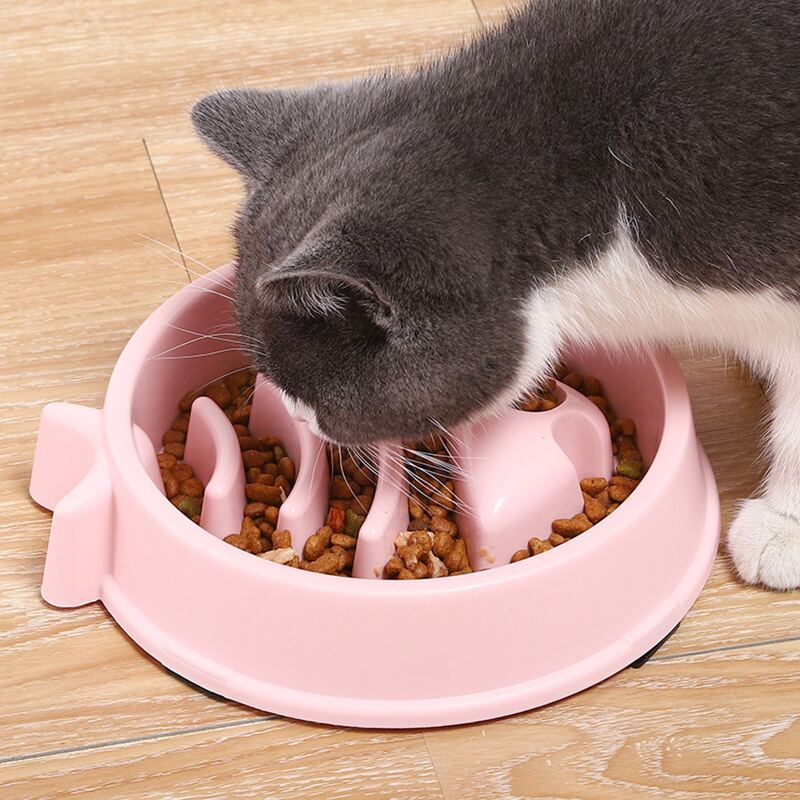 

1pc Fish Slow Feeder Pet Bowl, Pink