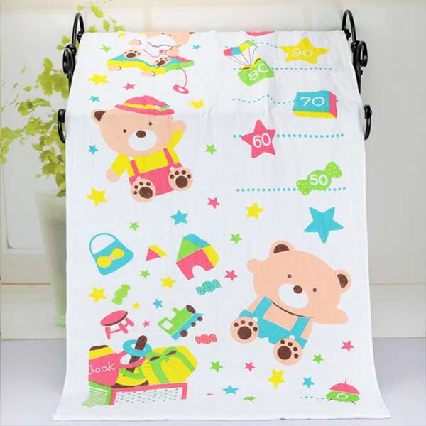 

Baby Unisex Cartoon And Letter Graphic Towel, White