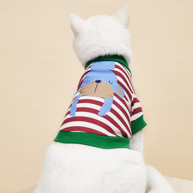 

Striped & Cartoon Graphic Pet Tee, Multicolor