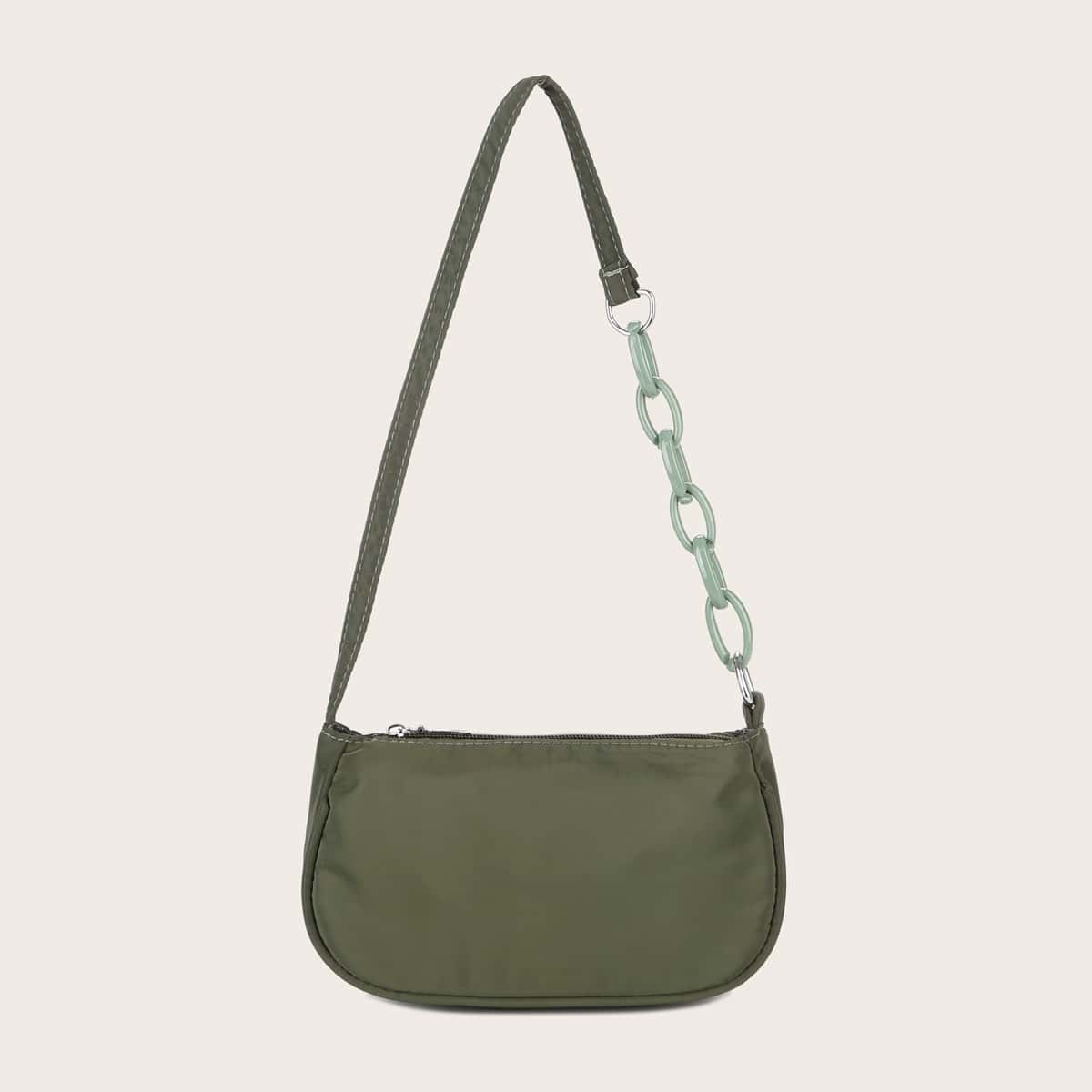 

Nylon Baguette Bag, Green