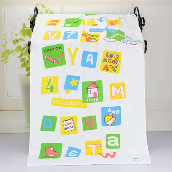 

Baby Unisex Cartoon And Slogan Graphic Towel, White