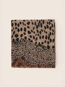 Graphic Print Scarf Leopard Print - Brown - View 2
