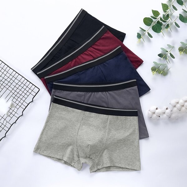 

Men 5pcs Striped Boxer Brief, Multicolor
