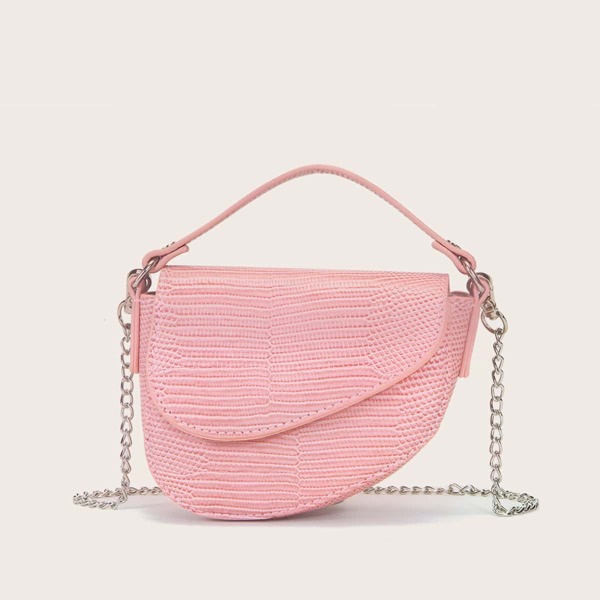 

Mini Lizard Pattern Satchel Bag, Pink