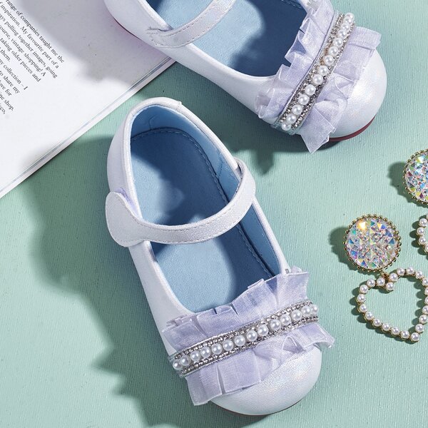 

Toddler Girls Faux Pearl & Rhinestone Decor Flats, Silver