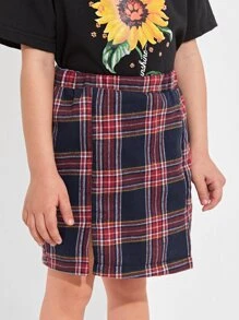 Toddler Girls Tartan Plaid Straight Skirt