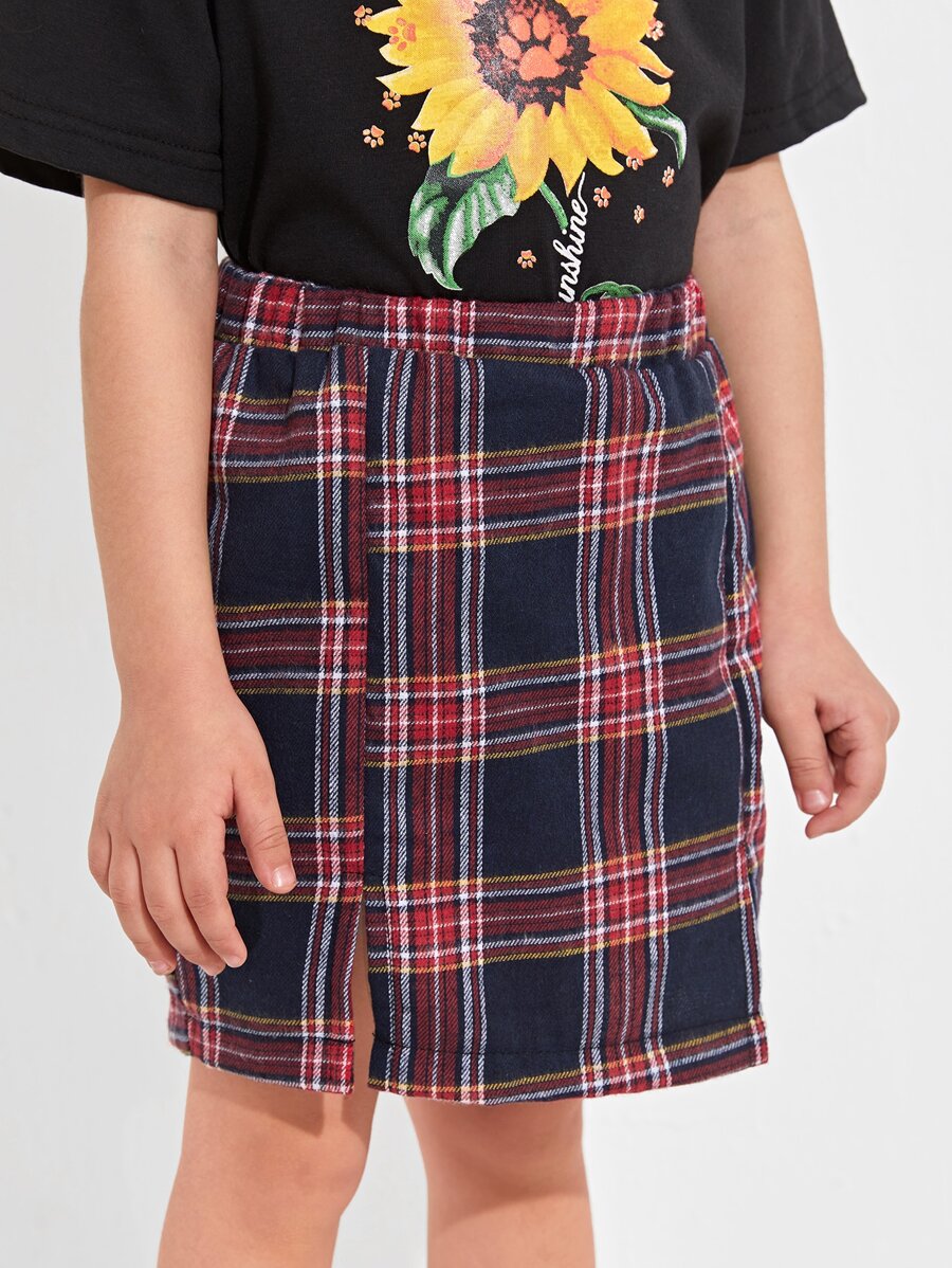 Toddler Girls Tartan Plaid Straight Skirt