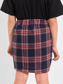 Toddler Girls Tartan Plaid Straight Skirt