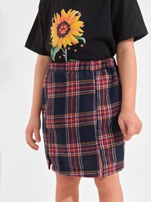 Toddler Girls Tartan Plaid Straight Skirt