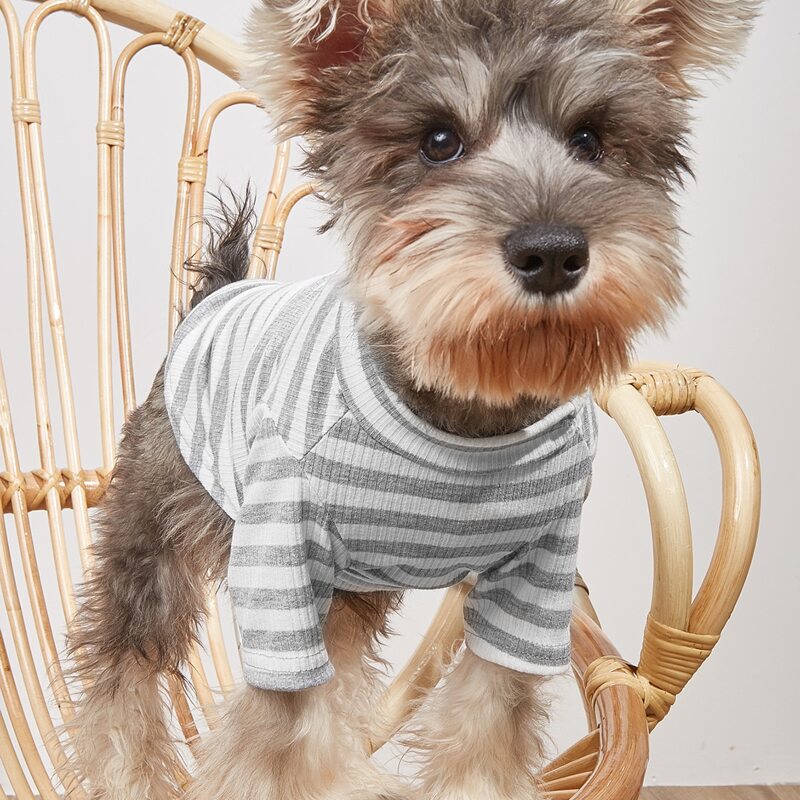 

Striped Pattern Pet Tee, Grey