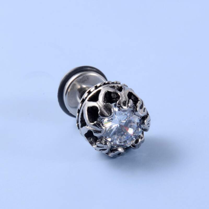

1pc Guys Stainless Steel Stud Earrings, Silver