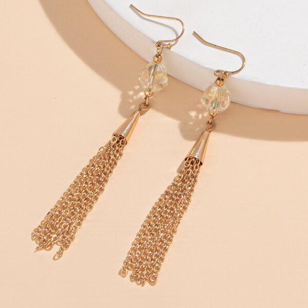 

Crystal Chain Tassel Drop Earrings, Multicolor
