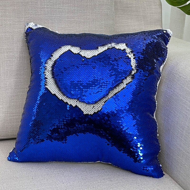 

Sequin Decor Cushion Cover Without Filler, Blue