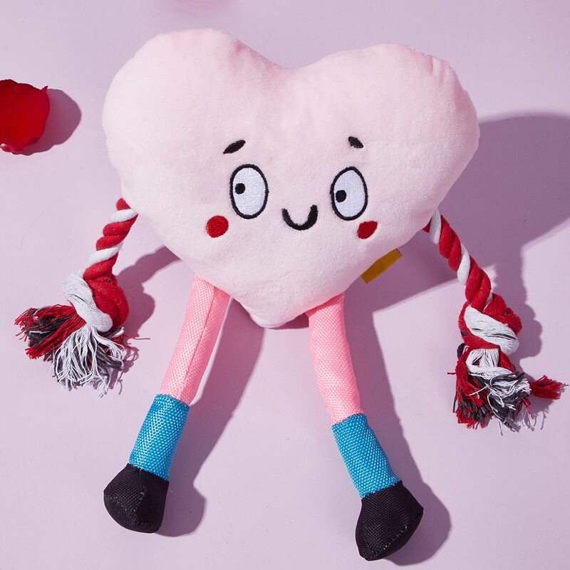 

Cartoon Heart Pet Plush Toy Doll, Pink