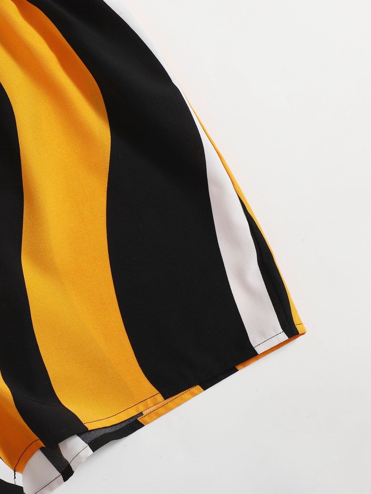 SHEIN VCAY 大碼交叉領拼色吊帶連身短褲 - 彩色 - 查看 5