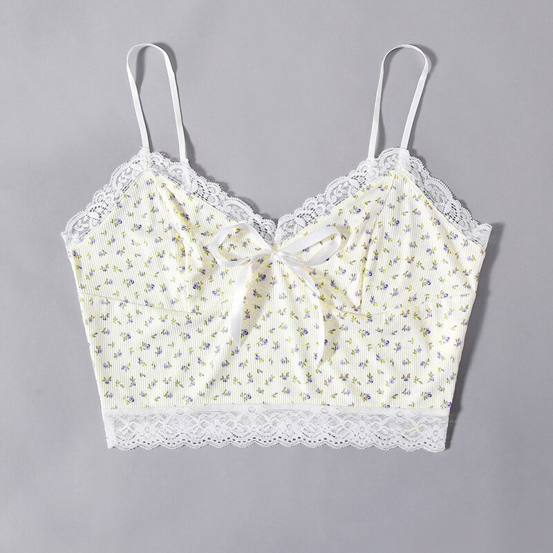 

Lace Trim Ditsy Floral Cami, Multicolor