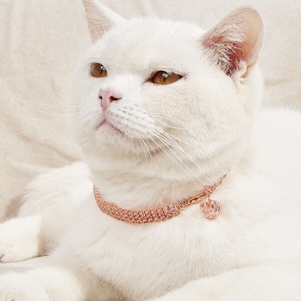 

Crown Pendant Rhinestone Pet Necklace, Pink