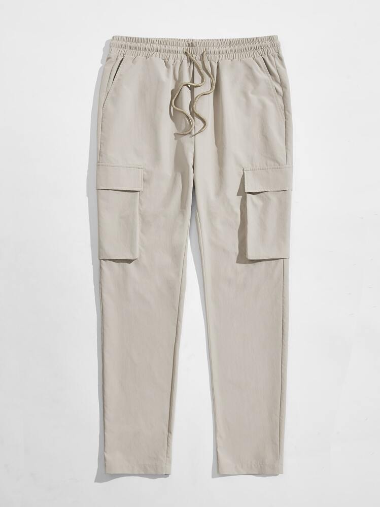 Manfinity VCAY 男士側翻蓋口袋長褲 - 米色 - 查看 5