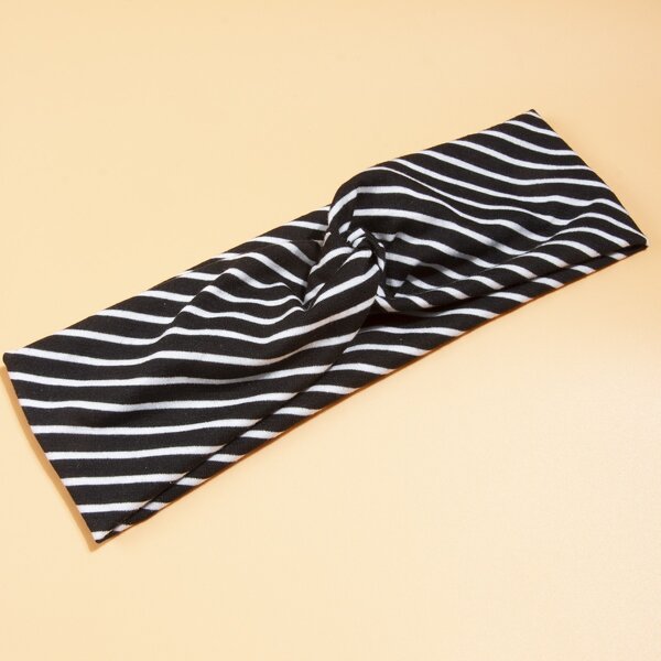 

Striped Print Headband, Black and white