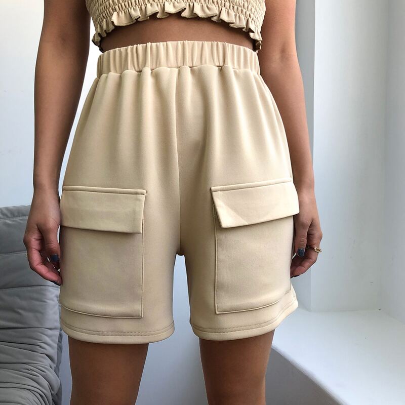 

Flap Pocket Solid Shorts, Khaki
