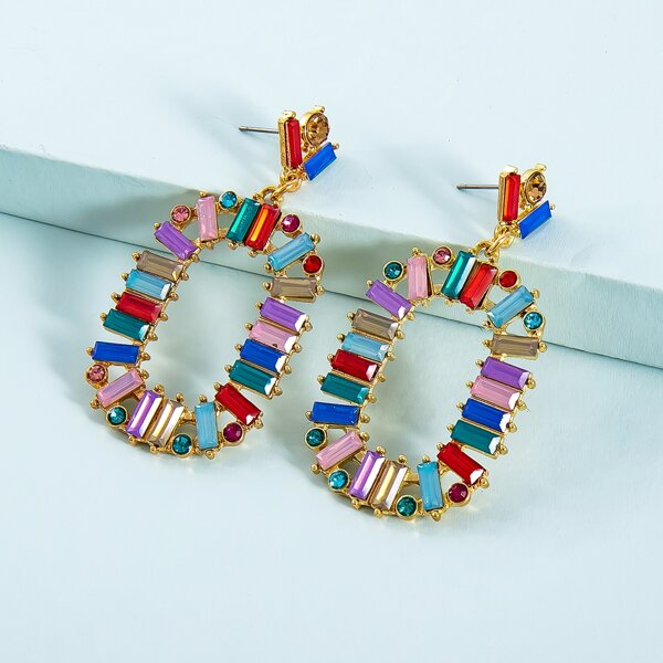 

Crystal Square Drop Earrings, Multicolor