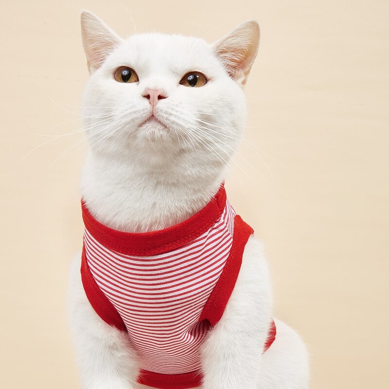 

Striped Pattern Pet Tank Top, Red and white
