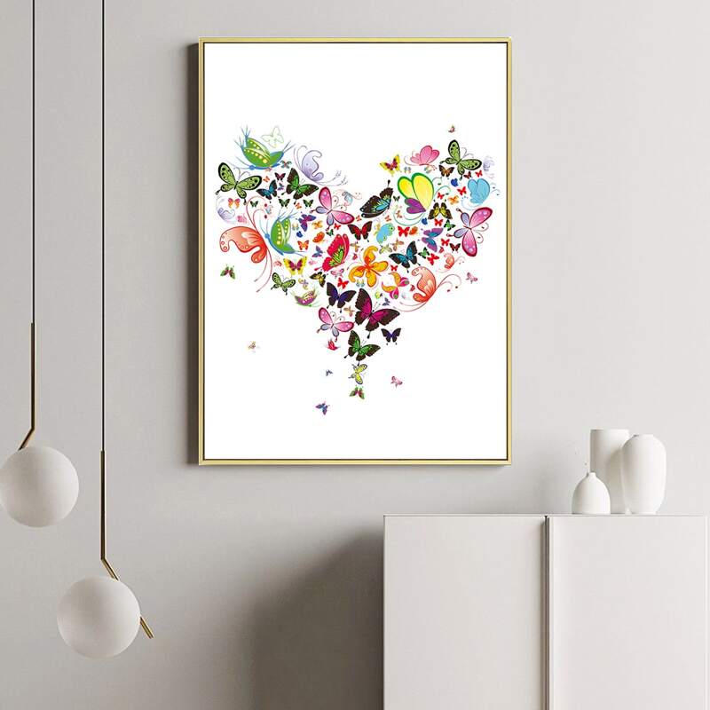 

Butterfly Print Unframed Painting, Multicolor