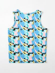 Camiseta sin mangas de estampado completo para niñas - Multicolor - Ver 2