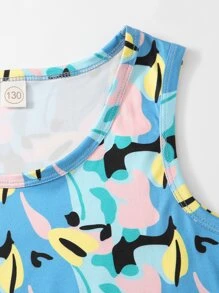 Camiseta sin mangas de estampado completo para niñas - Multicolor - Ver 3