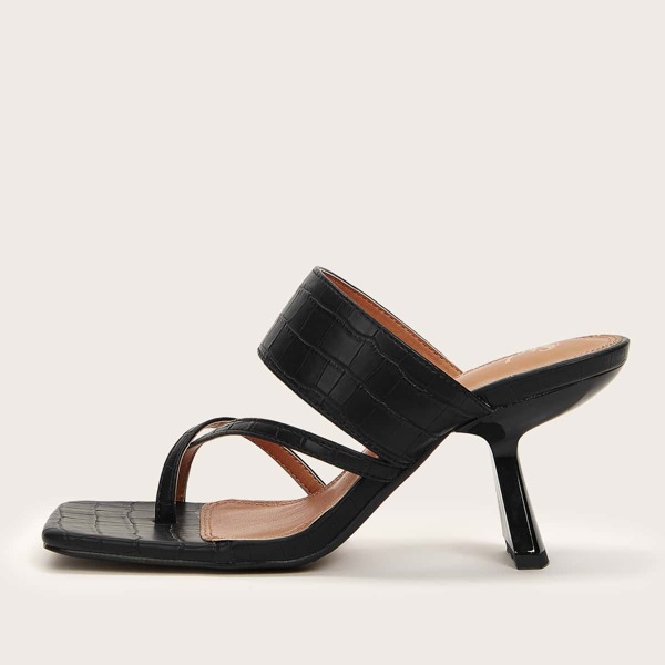 

High Heeled Thong Sandals, Black
