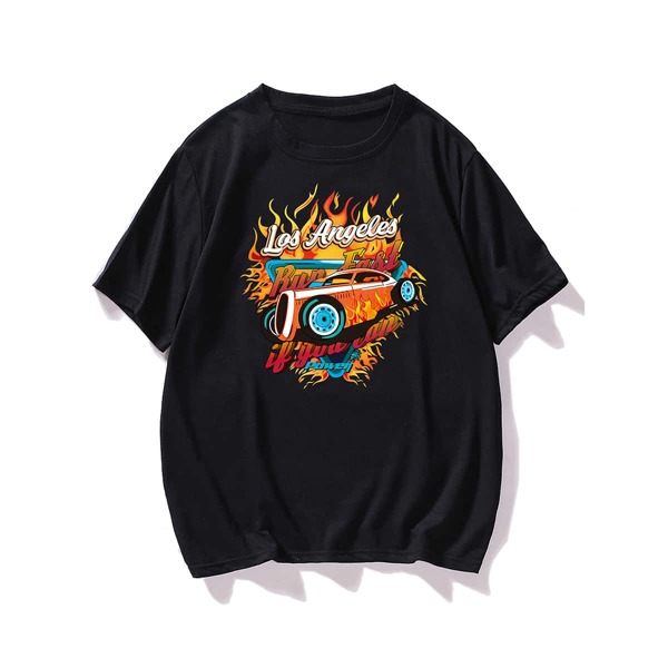 

Men Fire & Letter Graphic Tee, Black