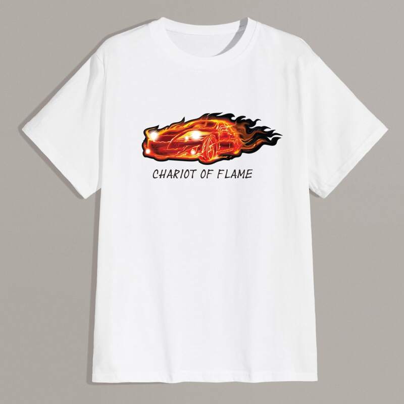 

Guys Letter Car & Fire Graphic Tee, White