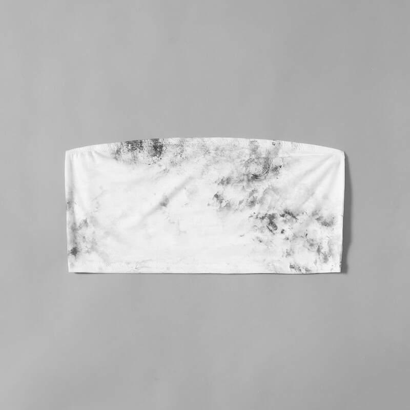 

Tie Dye Crop Tube Top, Black and white