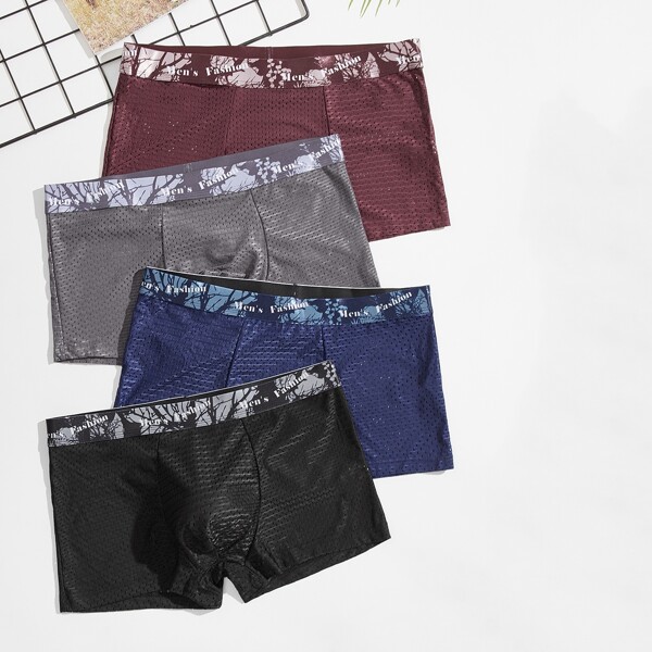 

Men 4pack Graphic Tape Waist Underwear, Multicolor