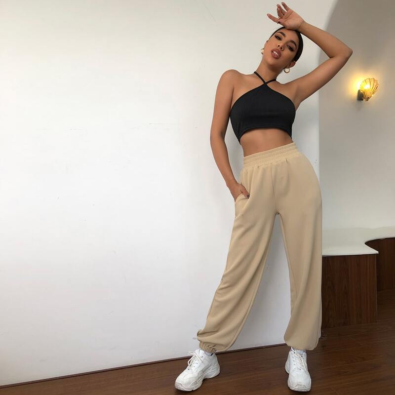 

Elastic Waist Pocket Sweatpants, Khaki