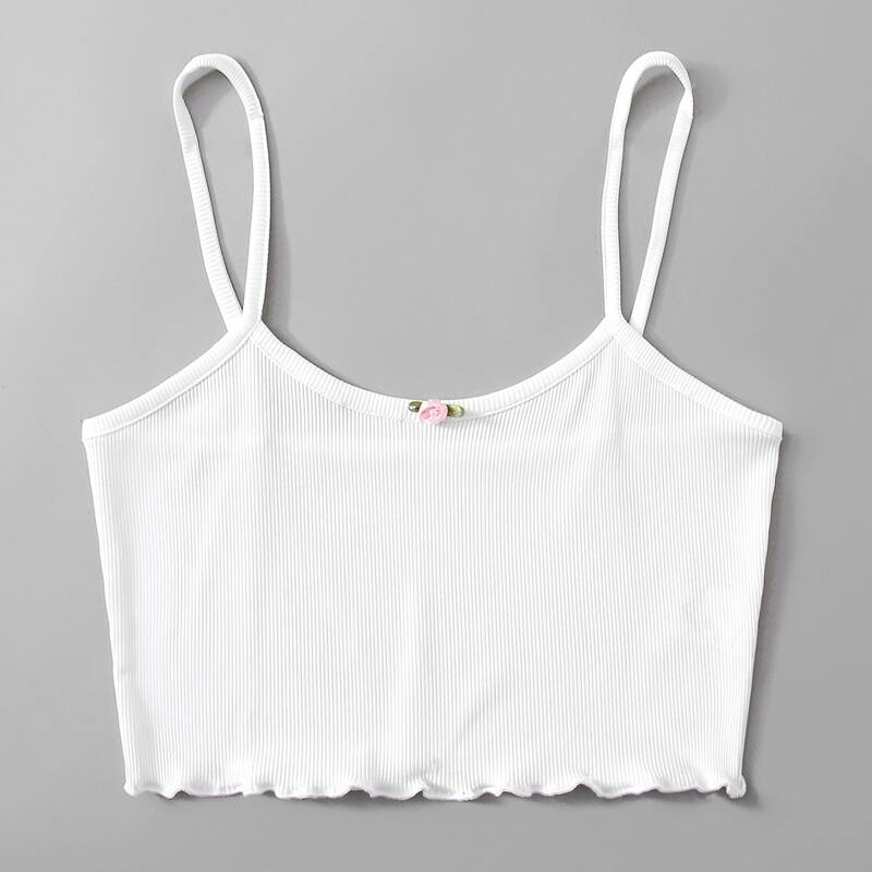 

Floral Decor Crop Cami, White