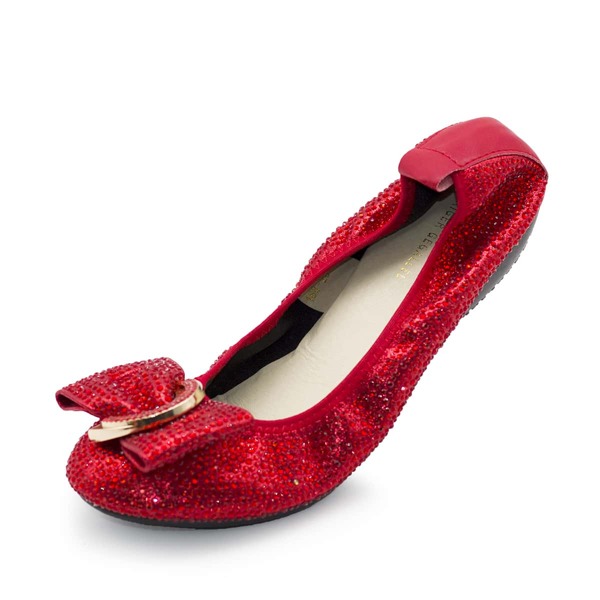 

Rhinestone Decor Slip On Flats, Red