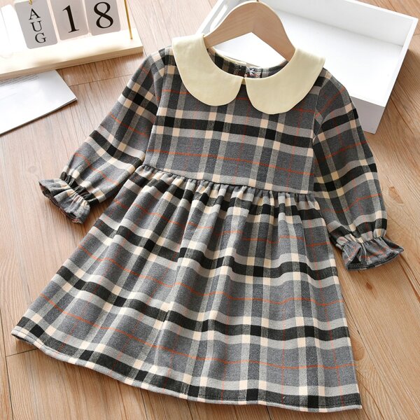 

Toddler Girls Peter Pan Collar Plaid Smock Dress, Multicolor
