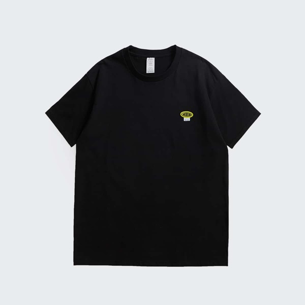 

Men Round Neck Letter Patch Tee, Black
