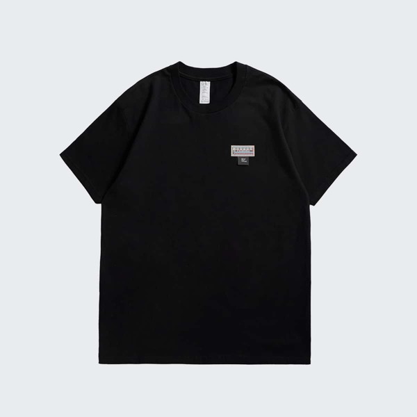 

Men Round Neck Letter Patch Tee, Black