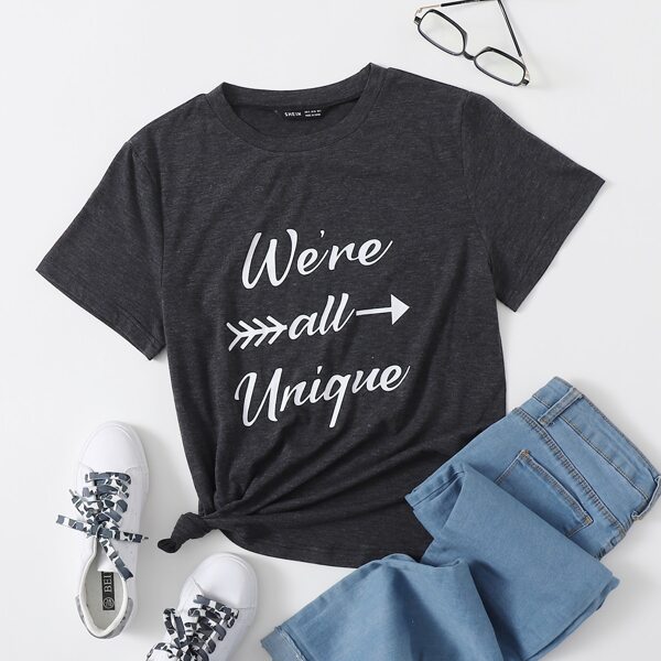 

Slogan Graphic Short Sleeve Tee, Dark grey